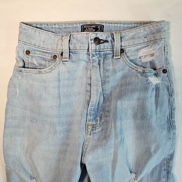 Abercrombie & Fitch A + F Torn Blue Jeans Zoe Natural Rise Ankle Straight sz4 27 - Picture 3 of 6